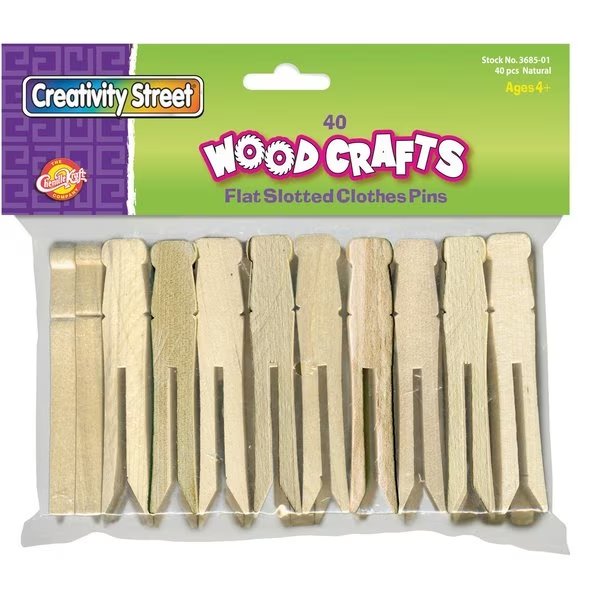 Wood Flat-Slotted Clothespins Natural, Creativity Street, Mfr#: PAC368501